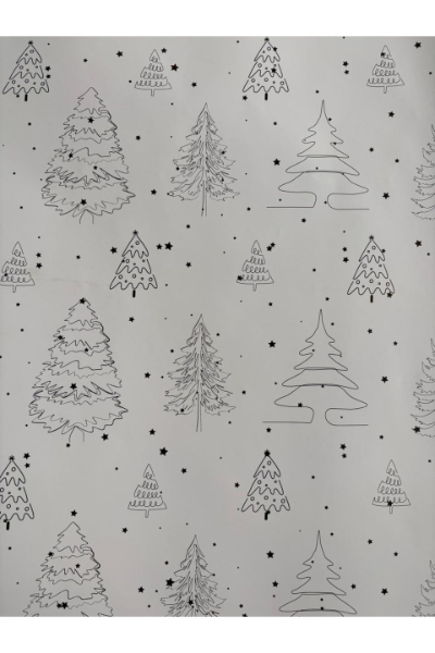 Christmas Wrapping Paper - Line Pine Trees